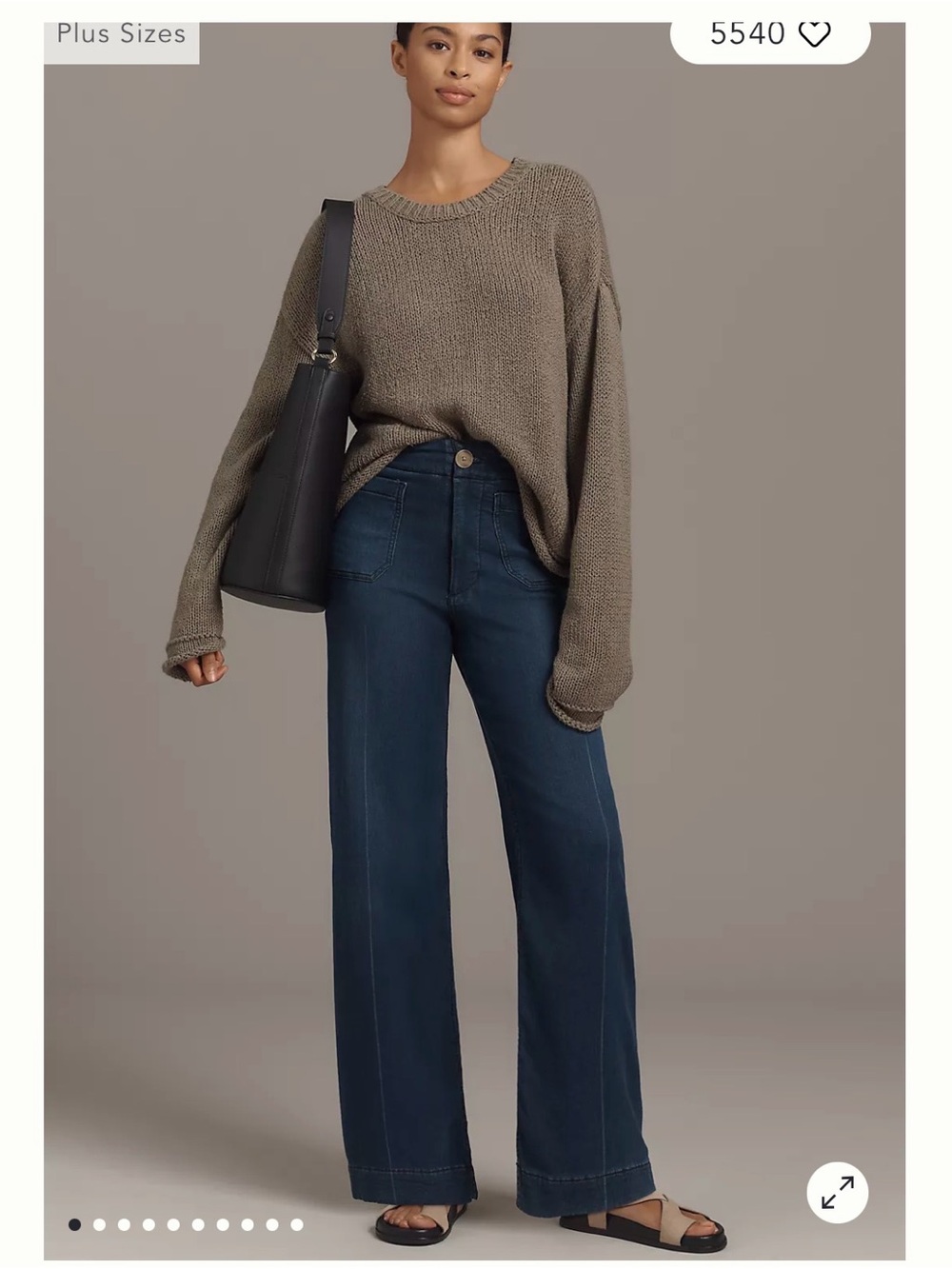 Maeve Knit Dark Blue Wide-Leg Jeans